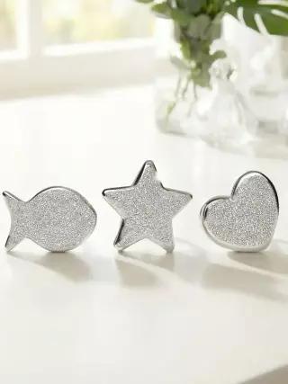 오벨리 순은 실버 콩알 오브제 3종 세트 [물고기 별 하트]3.75g