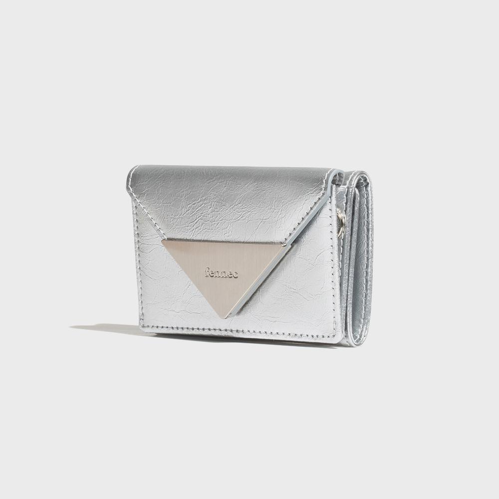 CRINKLE TRIANGLE TRIPLE WALLET - SILVER