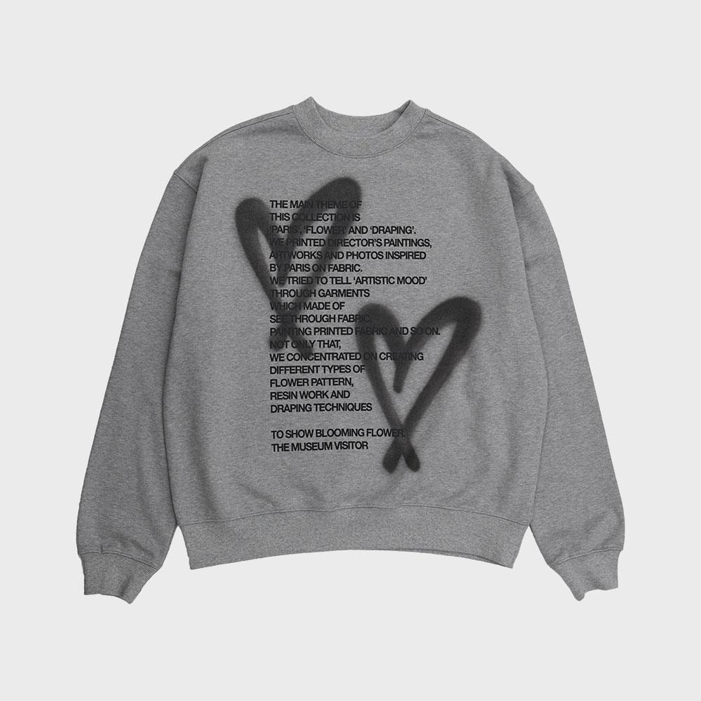 HEART SPRAY PRINTED SWEATSHIRTS (GREY)