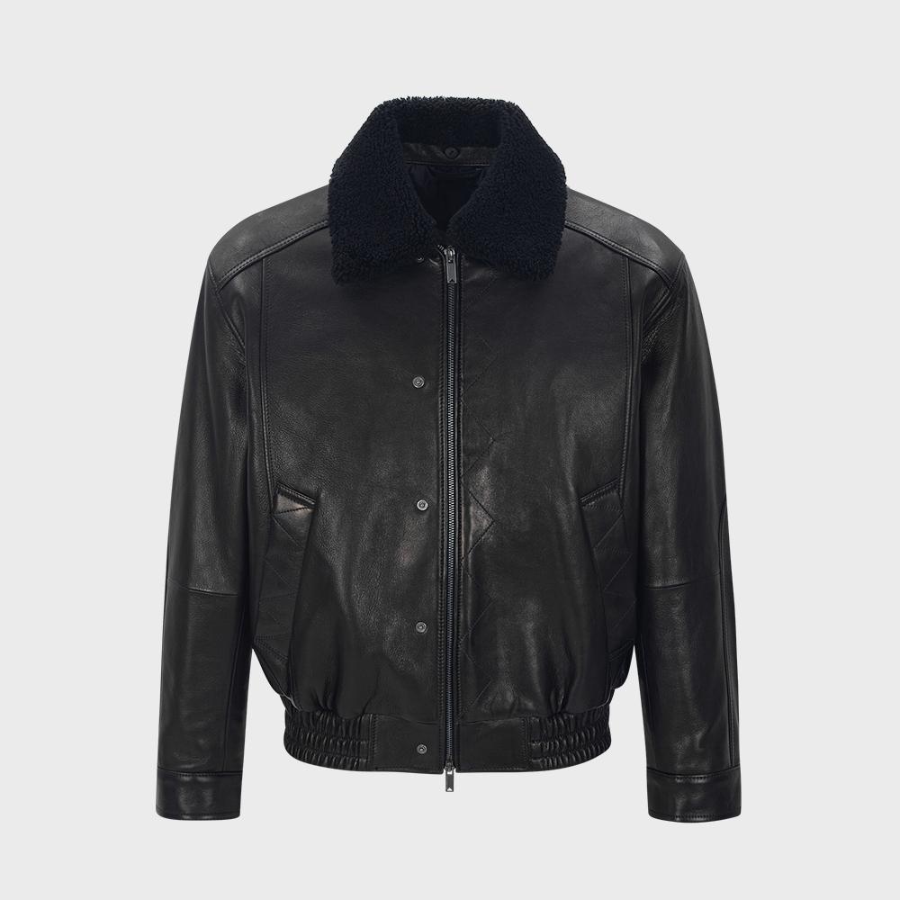 NAPPA LEATHER BOMBER JACKET (BLACK / LAMBSKIN)