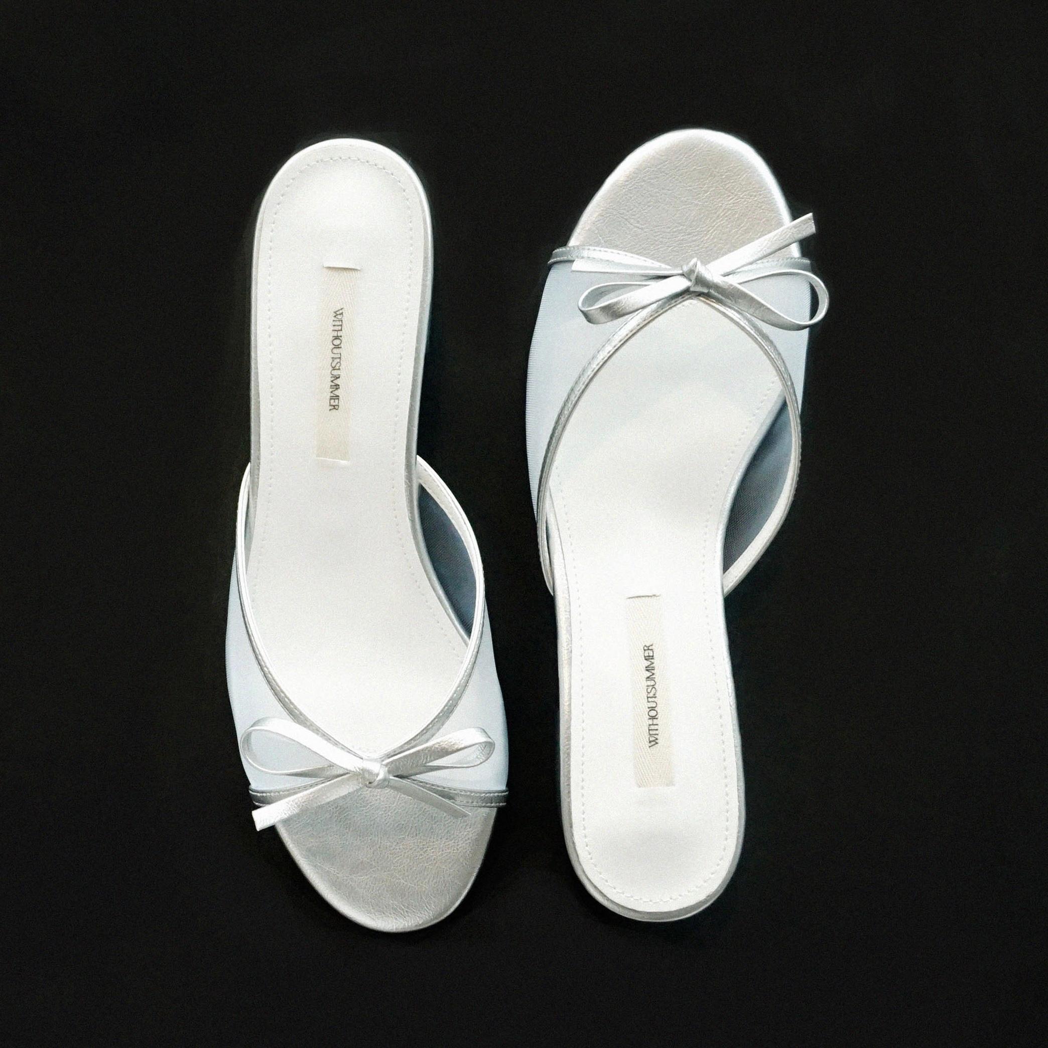 Ribbon mesh mule_silver