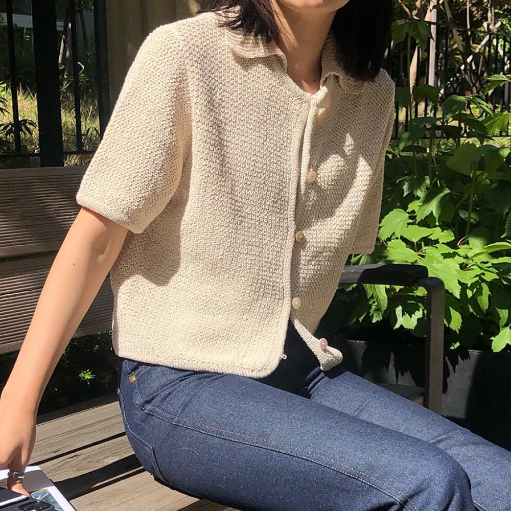 a collar cardigan (ecru)