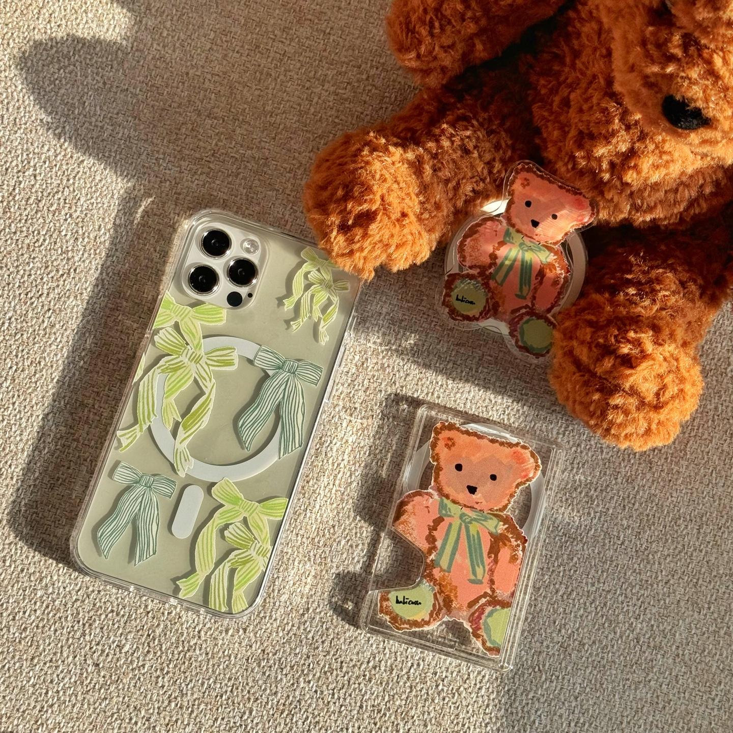 [MagSafe]Ribbon Bear Case & Clear CardPocket Set