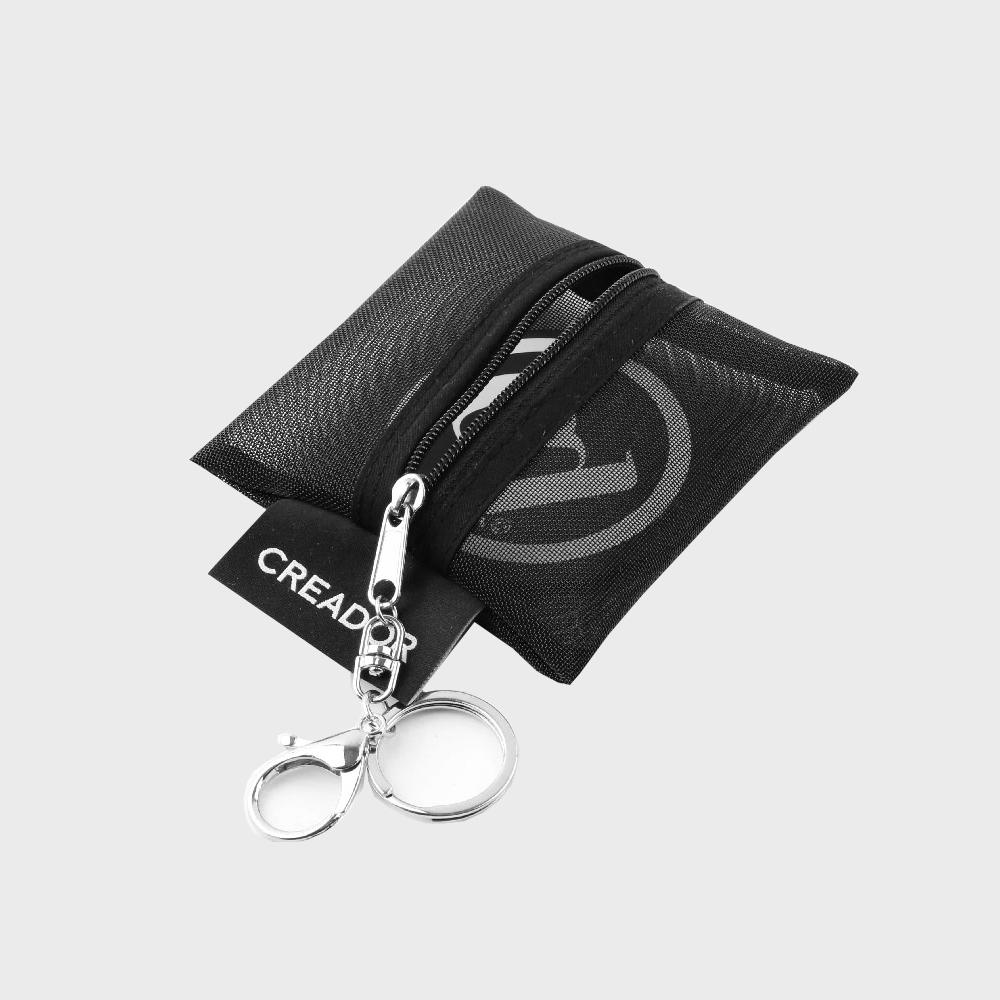 monomesh mini square zipper pouch keyring