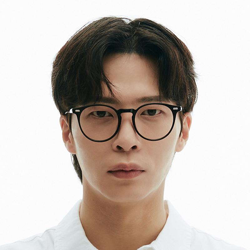 [illusionist] 오버사이즈 보스턴 프레임 라운드 뿔테 블랙 안경테 IL7411 0909G 블루라이트 렌즈 선택