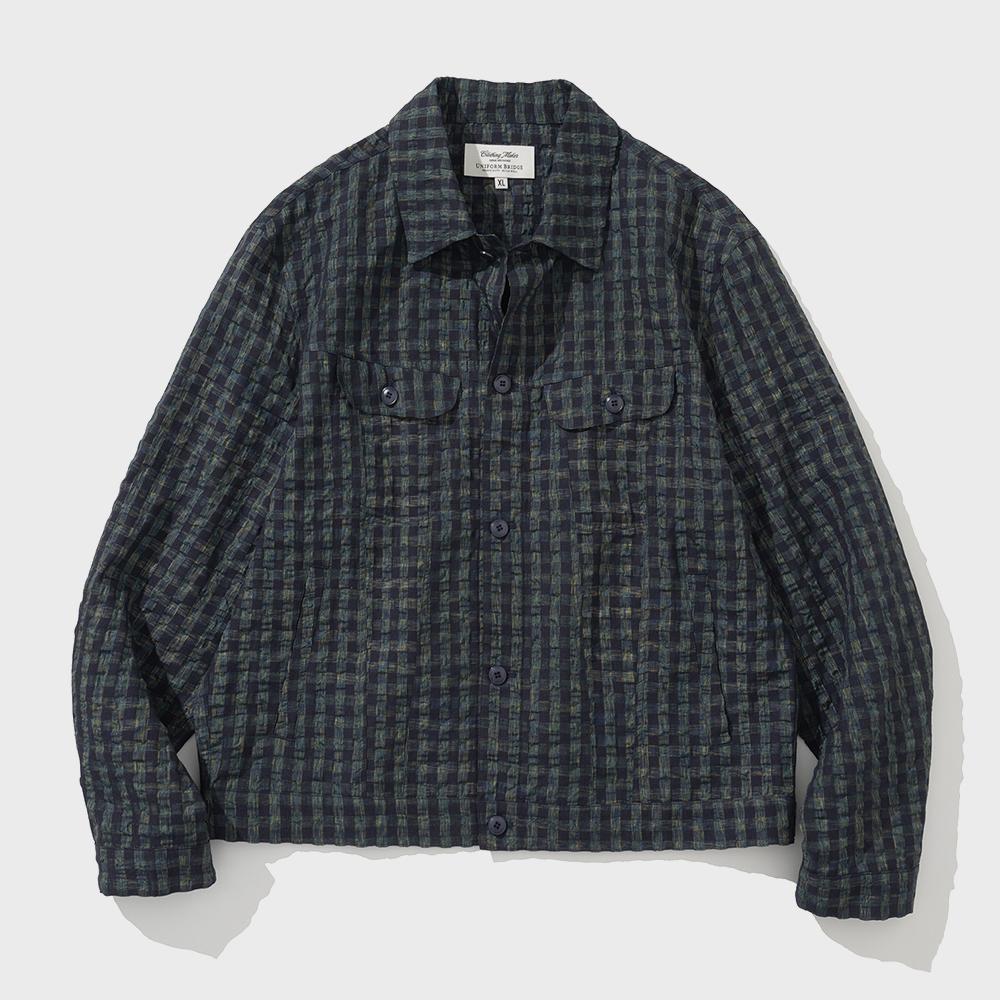 type-3 check trucker jacket navy