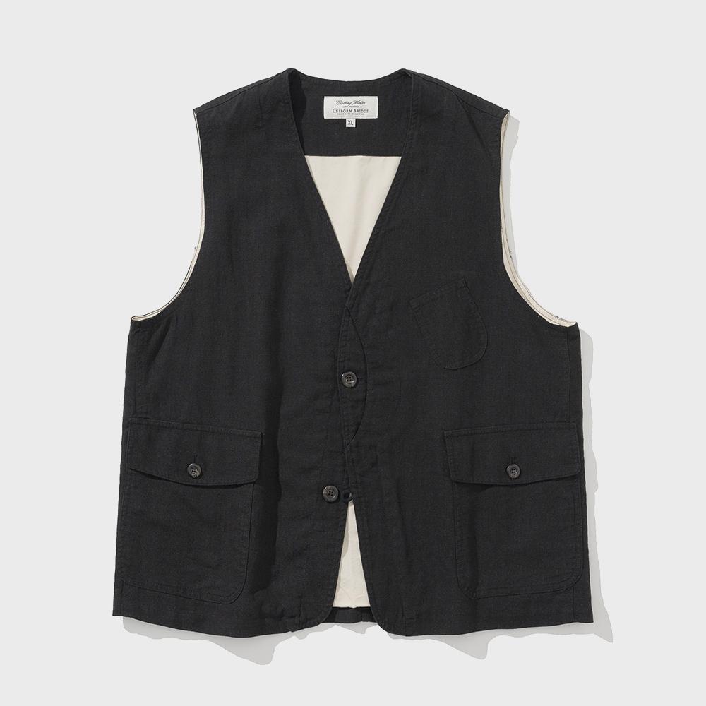 linen hunting vest black
