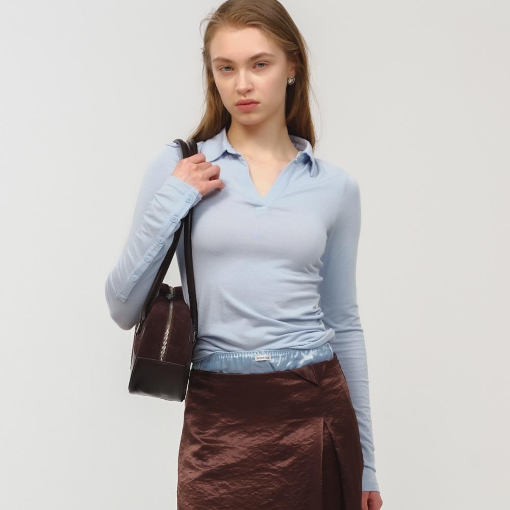 Slim Jersey Collar Top / Sky Blue
