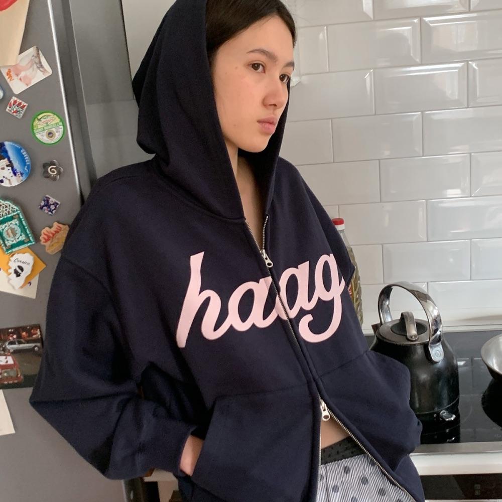 a mix hoodie zip-up (navy)