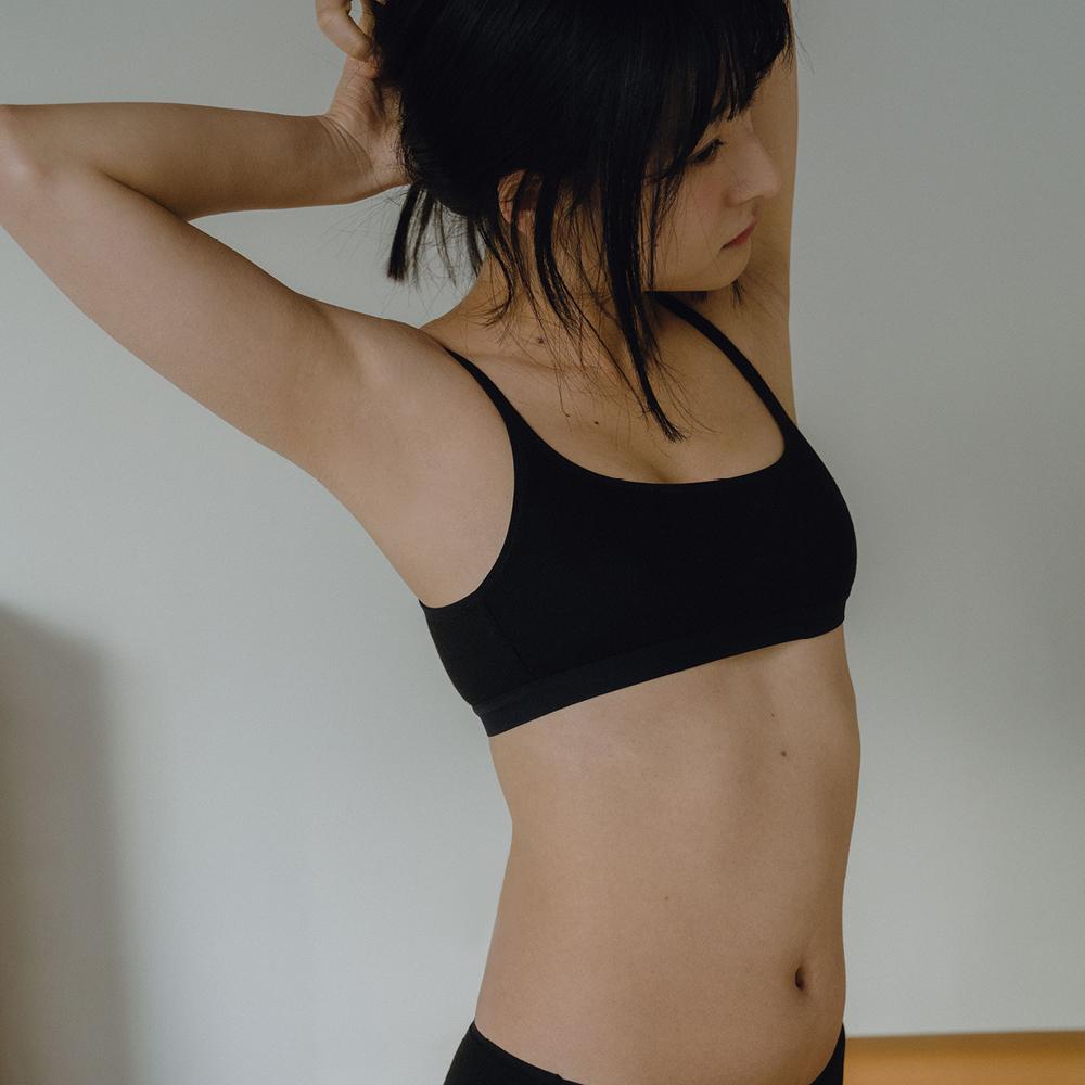 Square ribbed modal bra in black_스퀘어 리브드 모달 브라 블랙