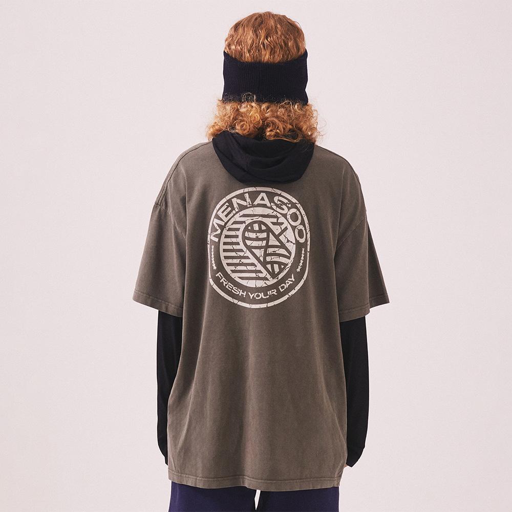 275g Heavy Cotton Circle Hearttrack Pigment T Shirt_Khaki