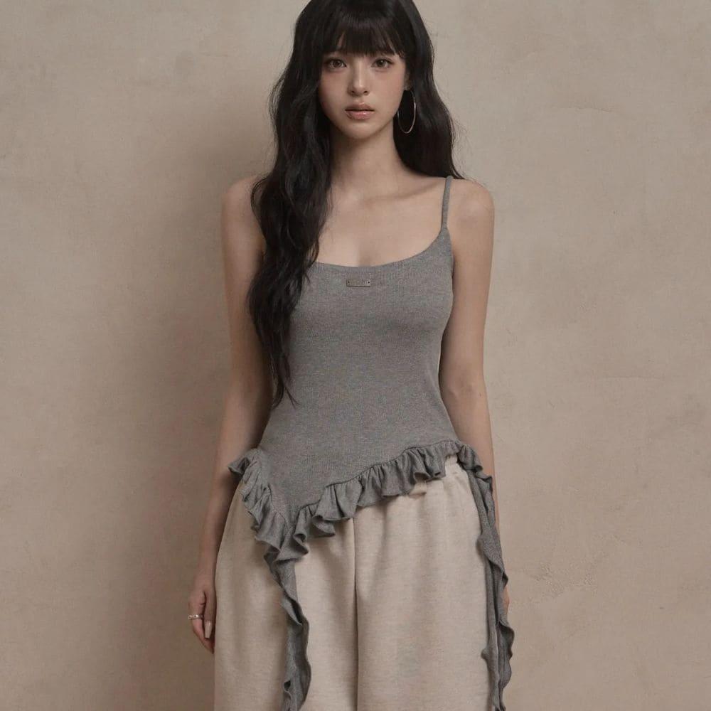 Ruffle Layered Sleeveless (gray)