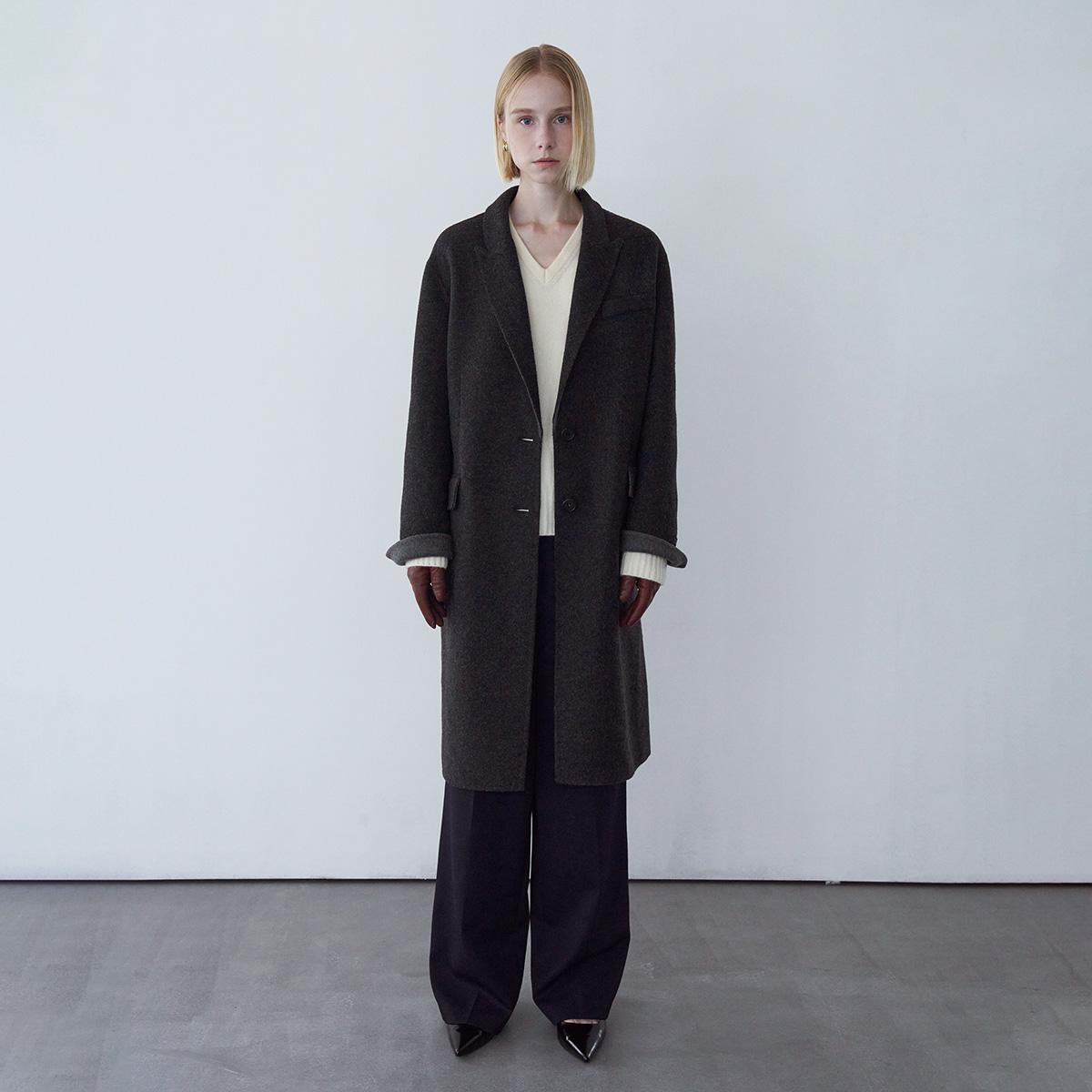 Tessuti Cashmere Blend Wool Handmade Coat (Dark grey)