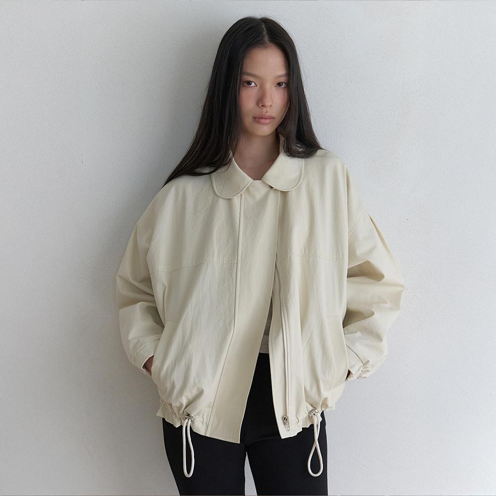 (4th Reorder) ROUND STAND COLLAR WORK JUMPER_CREAM