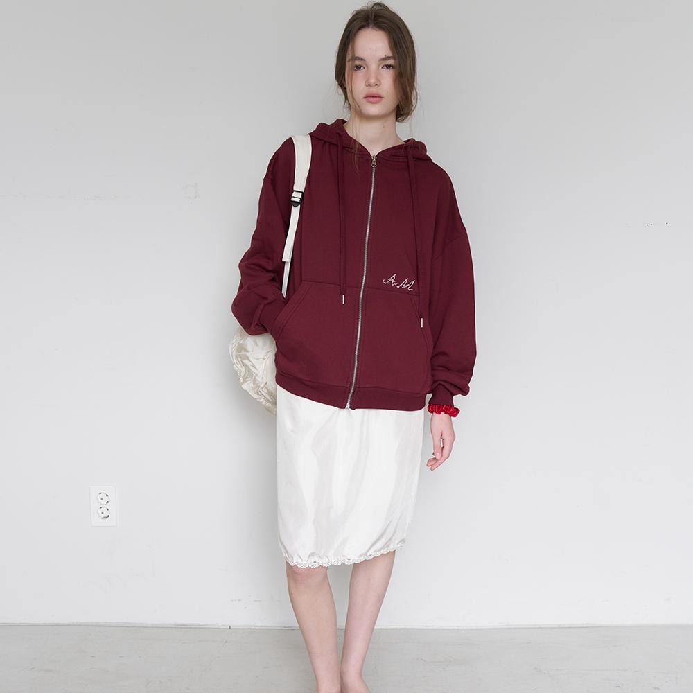 SIGNATURE EMBROIDERED HOODIE_시그니처자수후드_(burgundy)