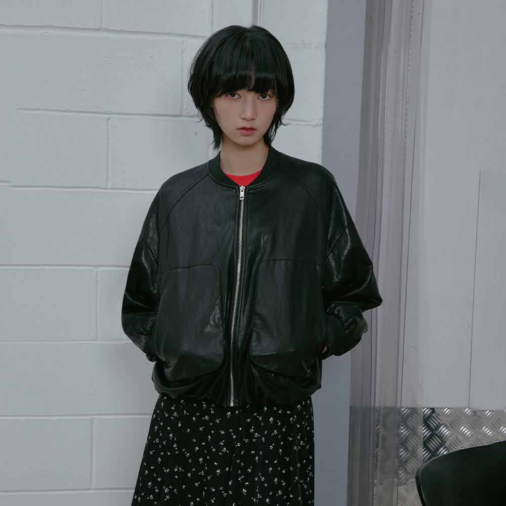 페이크 레더 블루종 점퍼 AS1LZ262