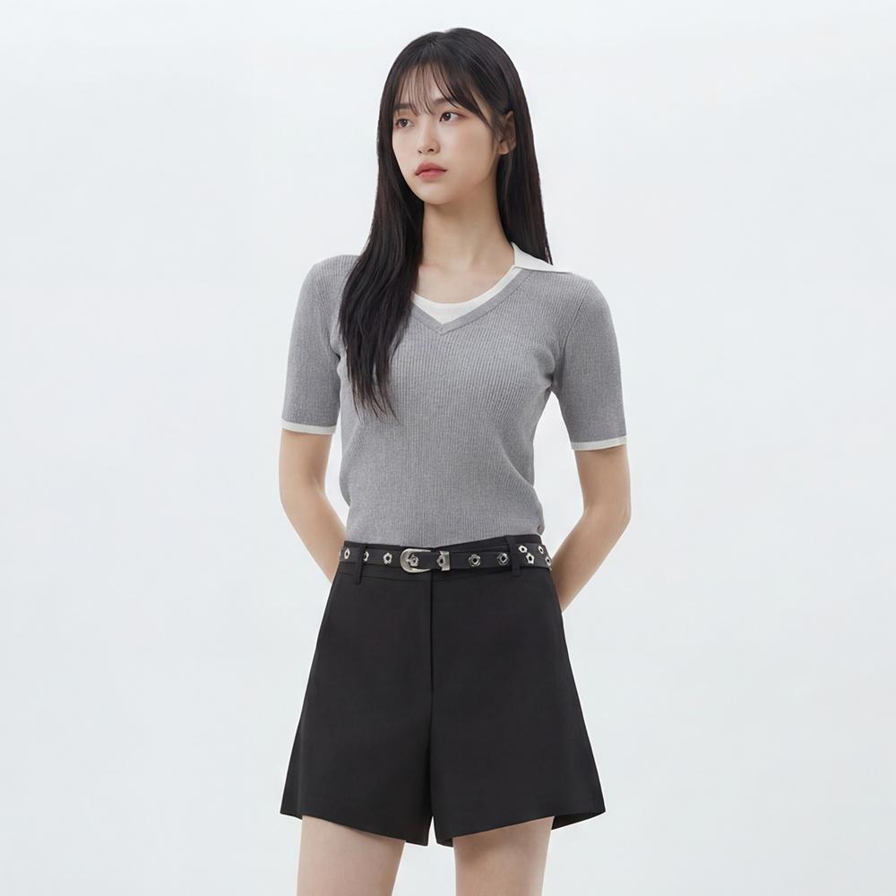 배색카라 레이어드 니트풀오버 AS2KH560