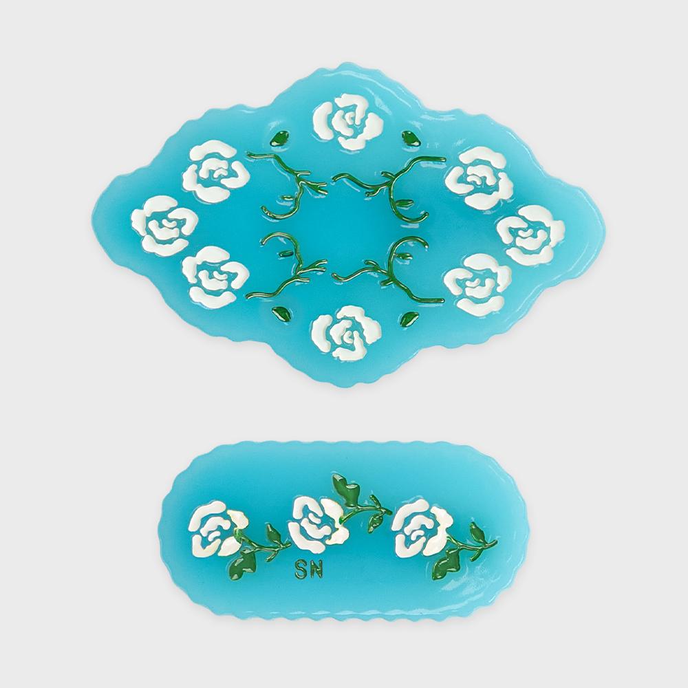 Rose Scalloped Hairpin Set (Blue)