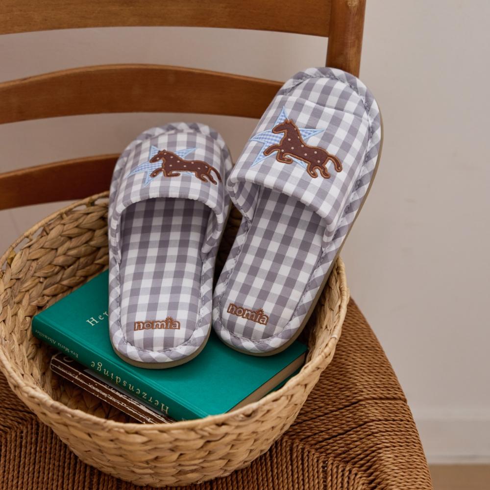 코튼 패치워크 룸슈즈 (포니 그레이 M/L 2sizes)