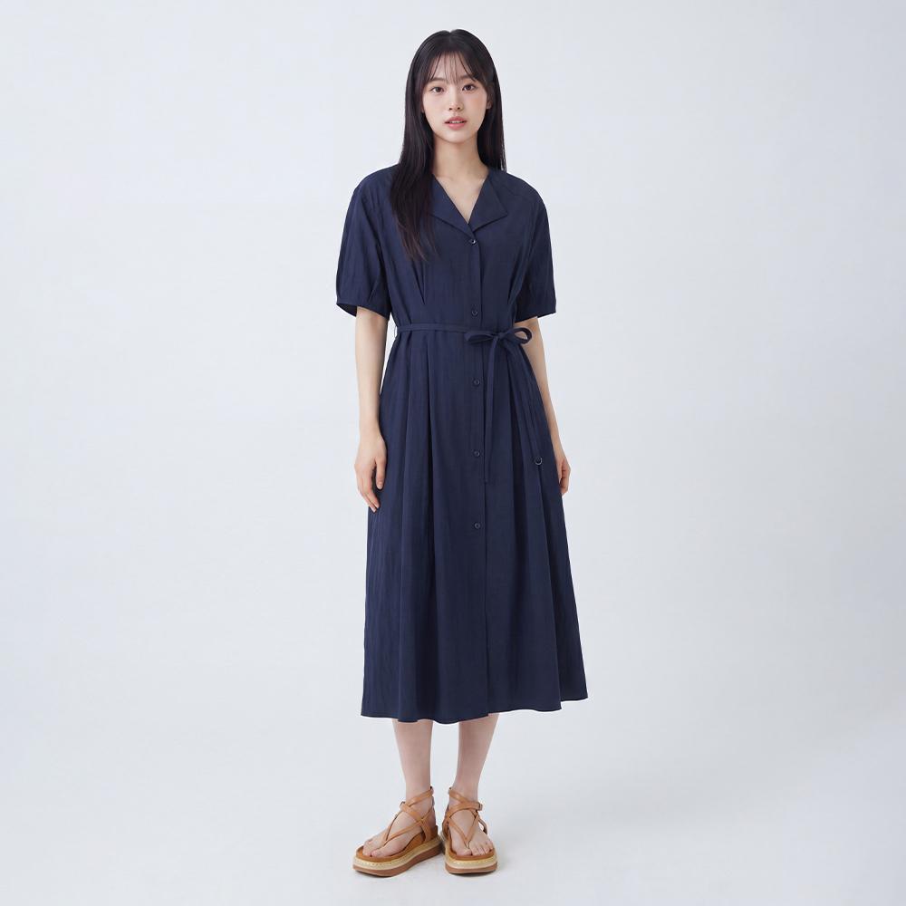 허리핀턱 벨티드 롱 원피스 AS2WO464