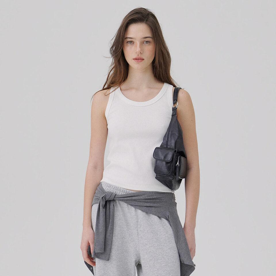 Binding Rib Sleeveless top White