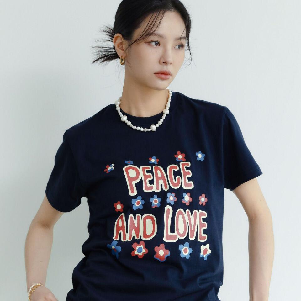 Peace and love T-shirt Navy