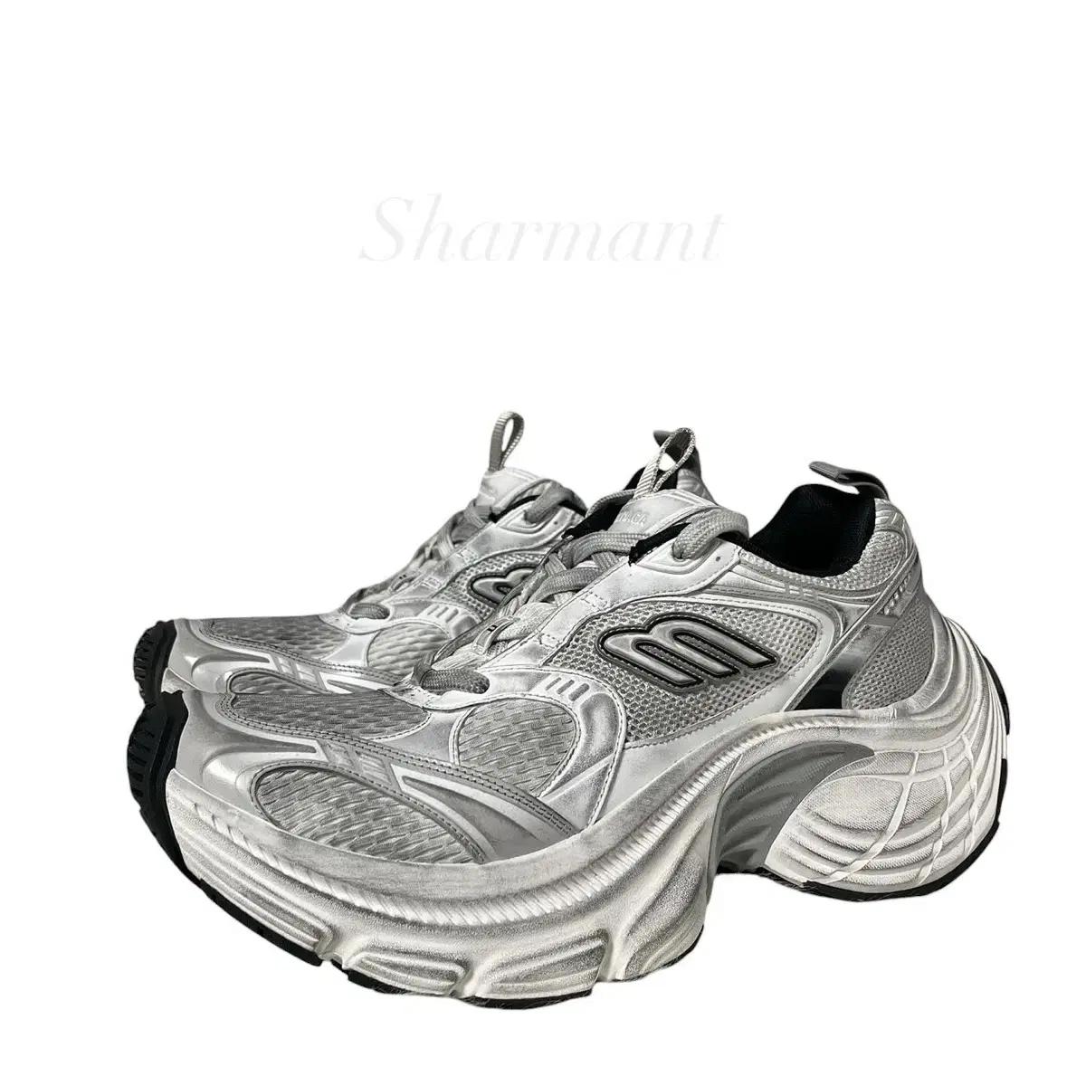 발렌시아가 남성 10XL 스니커즈 화이트 그레이 실버 블랙
