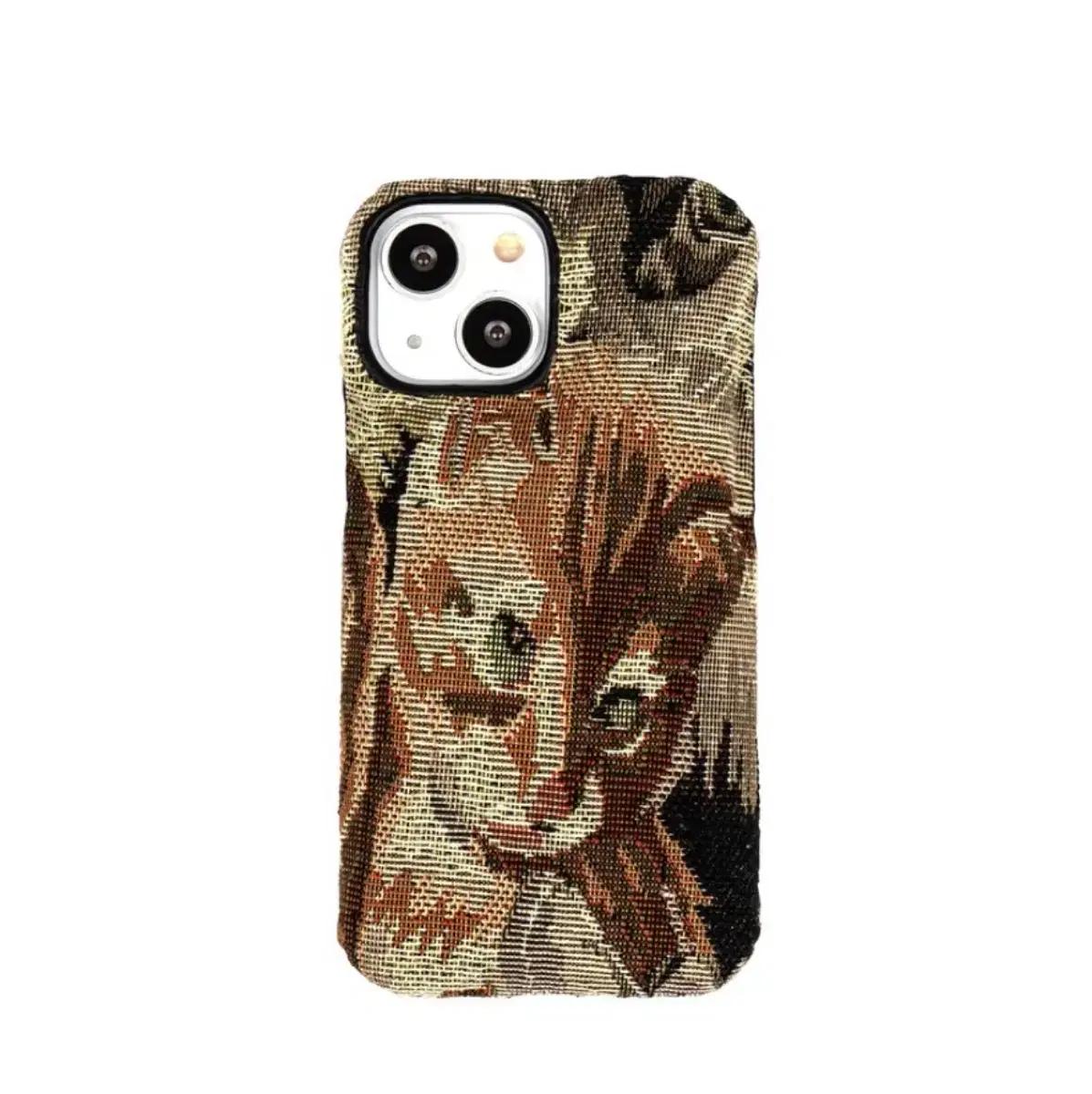 더소프트아이보리 Cat cushion case 브라운 고양이케이스