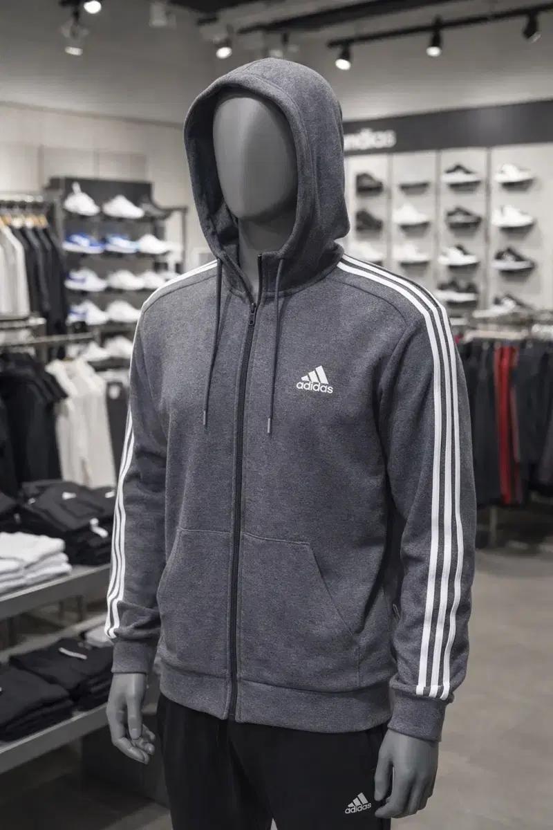 XL 아디다스 의류 남자 에센셜 플리스 3S 풀집 후디 IJ6480