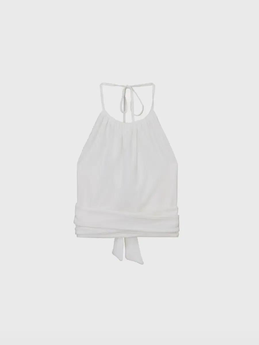 모노하 Wool jersey gathered wrap top ivory