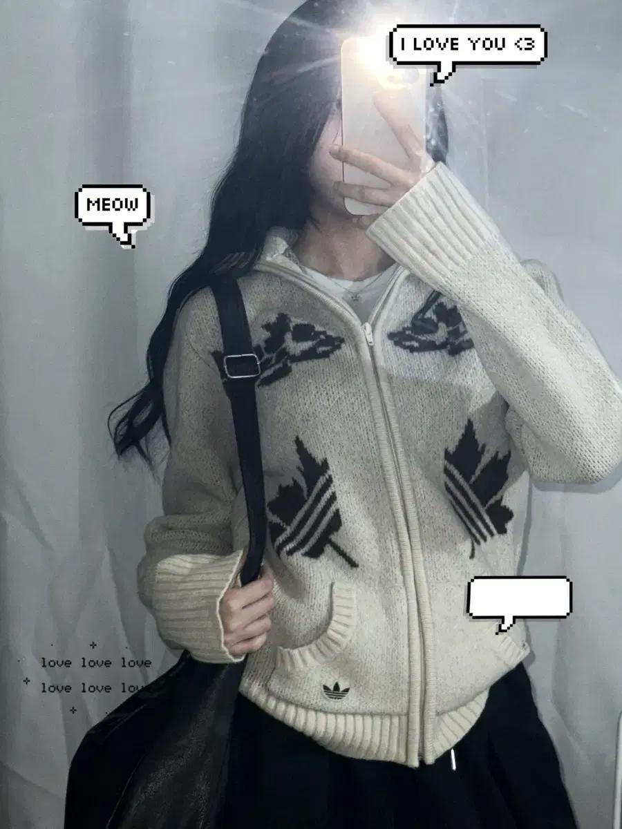 아디다스 캐나다 코위찬 자수 니트 집업