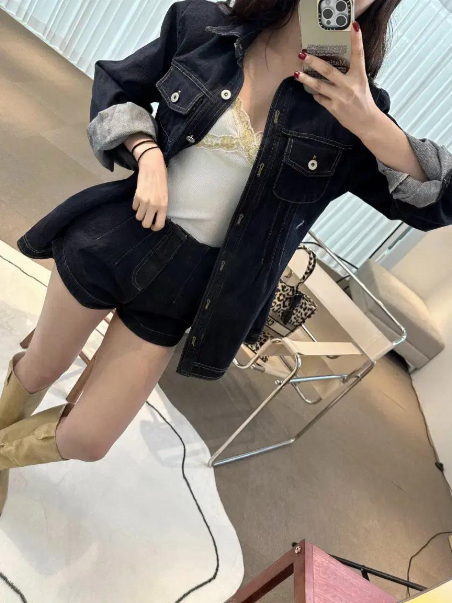 [포스트모니션] 아이브 생지데님 숏팬츠 M