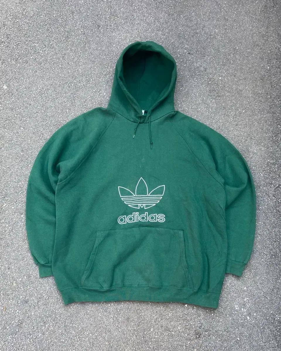 실측 3XL) 1990s 아디다스 자수 빅 트레포일 후드
