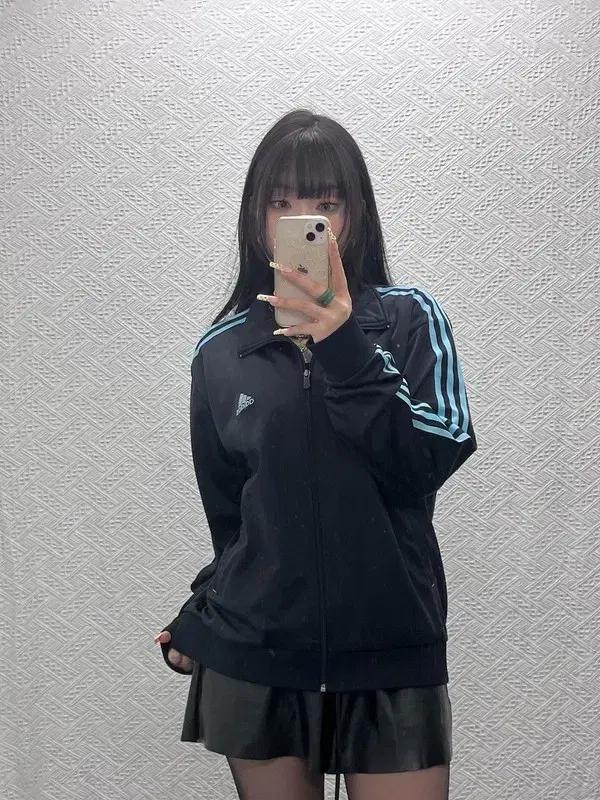 아디다스 레트로 Y2K 스카이블루 삼선 져지 집업 105 C09733