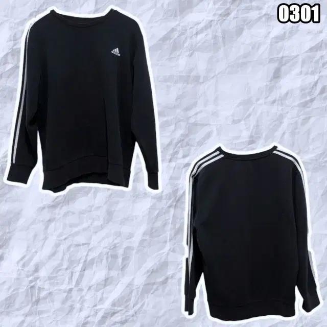 3XL 아디다스 삼선 블랙 맨투맨