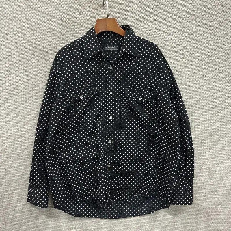 SUNLUCAS 재팬 빈티지 도트 땡땡이 긴팔 셔츠 105 A09632