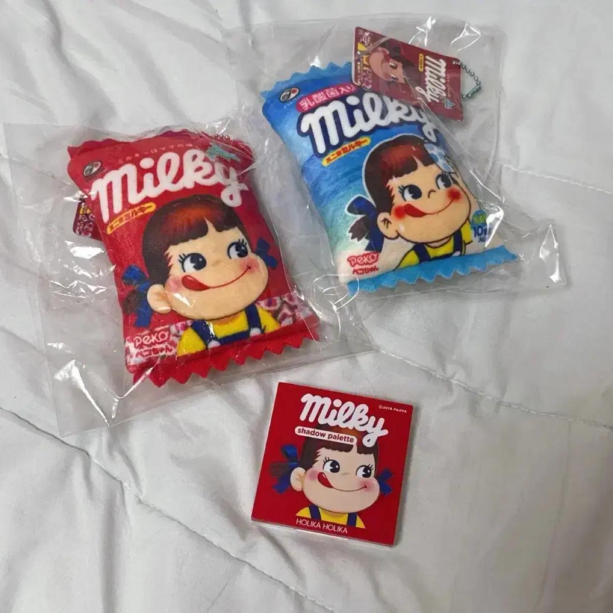 [일괄] 후지야 페코짱 포코짱 밀키 키링 인형 홀리카홀리카 섀도우팔레트