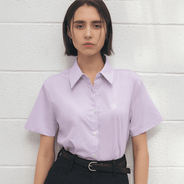[시티브리즈] 링클 프리 반팔 크롭 셔츠_LAVENDER F