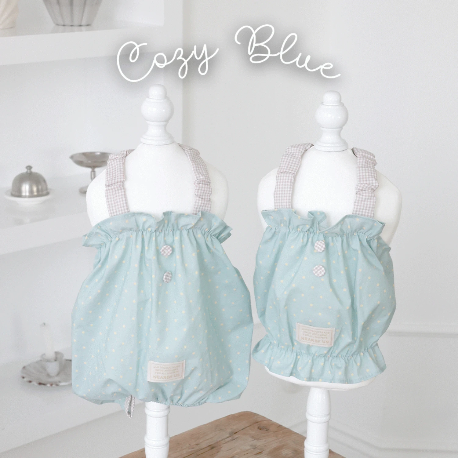 cookie crop top & romper (cozy blue)