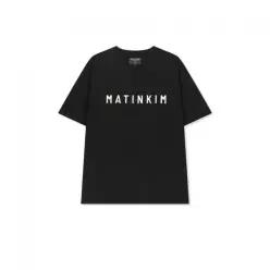 마뗑킴 APPLIQUE FELT LOGO TOP FOR 남성 IN BLACK 반팔 티셔츠