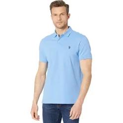 US POLO ASSN USPA 남성 반팔 폴로 티셔츠 카라티 Solid Cotton 피케 + 스몰 포니 42800