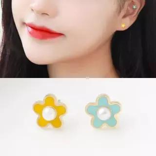 별존 피어싱 골드 기본 플라워 금 진주 컬러 14K