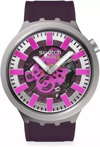 Swatch 스와치 Big 볼드 Irony 남녀공용 워치 캐주얼 Polymer Purple Automatic 방수 Audacious Acai 49495
