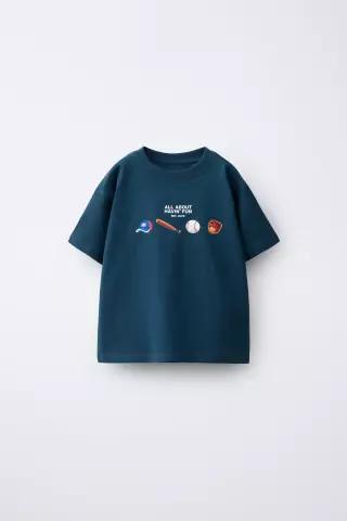 ZARA 야구 프린트 티셔츠 - 네이비 0722/993/401 426919