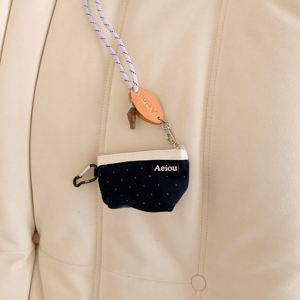 Aeiou Keyring Pouch (S) Little Dot Navy