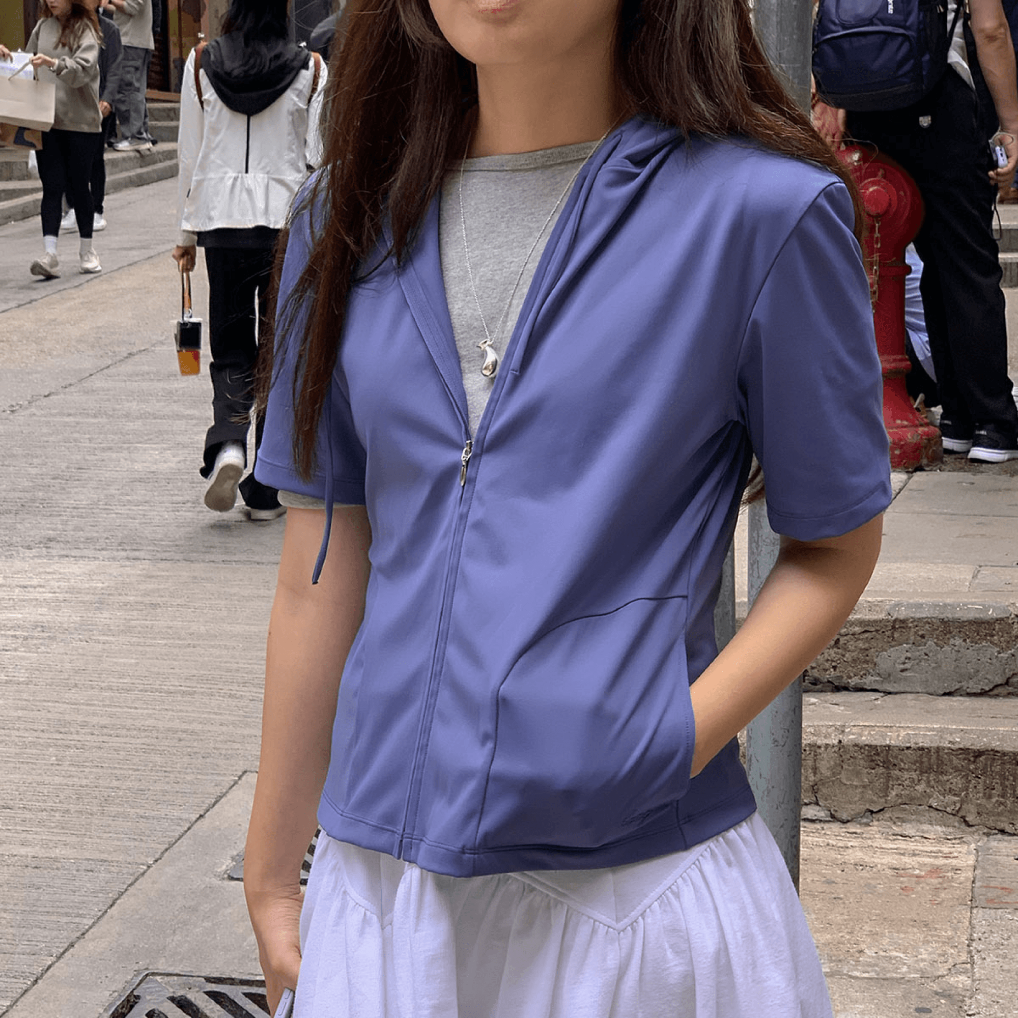 a track hoodie (light blue)