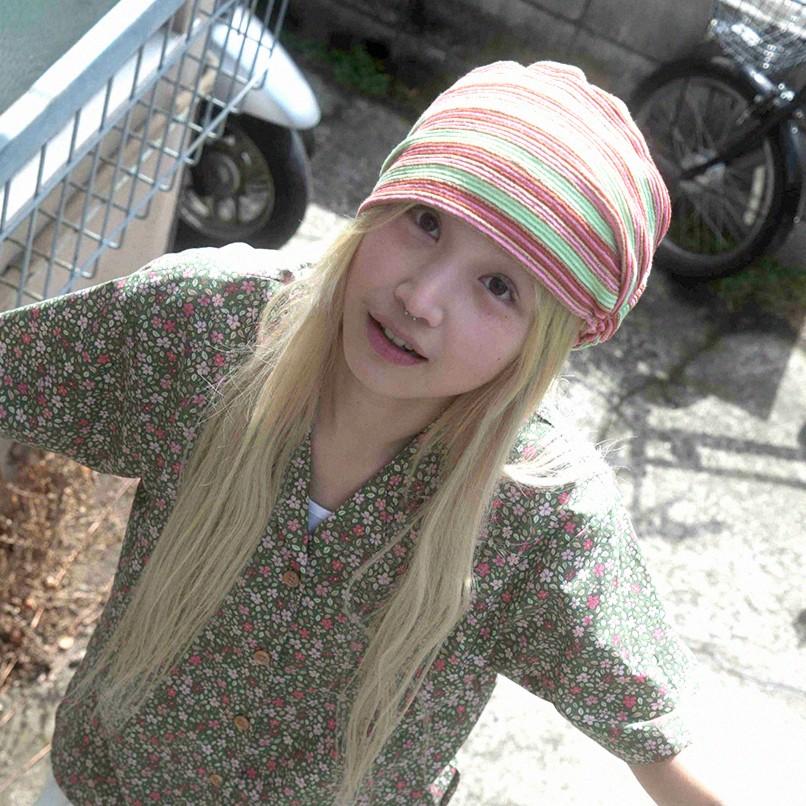 Stripe Band Beanie (mint/pink)